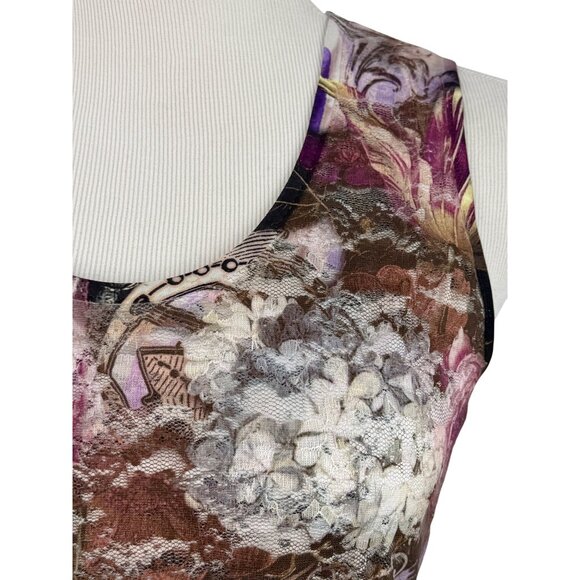 Vtg 90s NWOT Moody Floral Lace Overlay Tank Top | Grunge Fairy Whimsigoth Y2K M - Picture 4 of 16